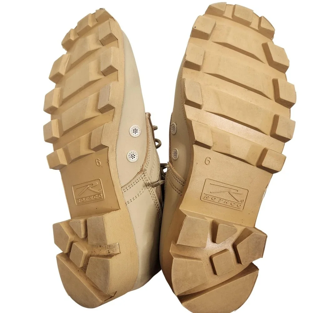 ROTHCO G.I. Type Jungle Combat Boots Mens 6 Beige Leather Tactical Military‎